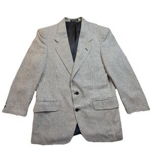 VTG 90s Ron Chereskin Money Preppy Premier Men 42R Houndstooth Blazer Wool Blend